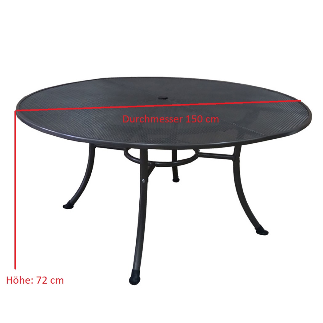 Tisch RIVO 150cm rund, Streckmetall eisengrau