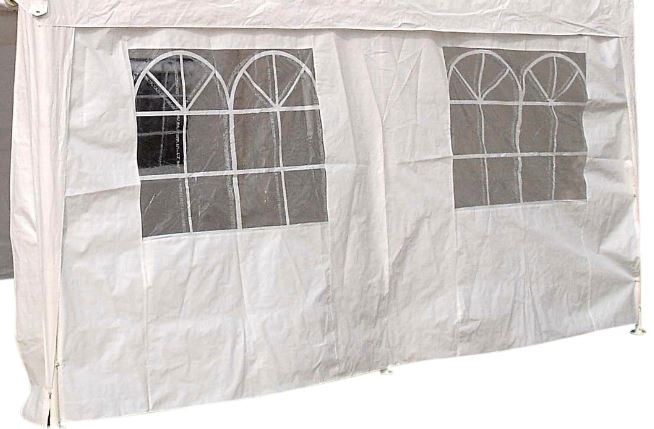 Seitenplane für Partyzelt, Länge 4 Meter, PVC weiß mit Fenstern