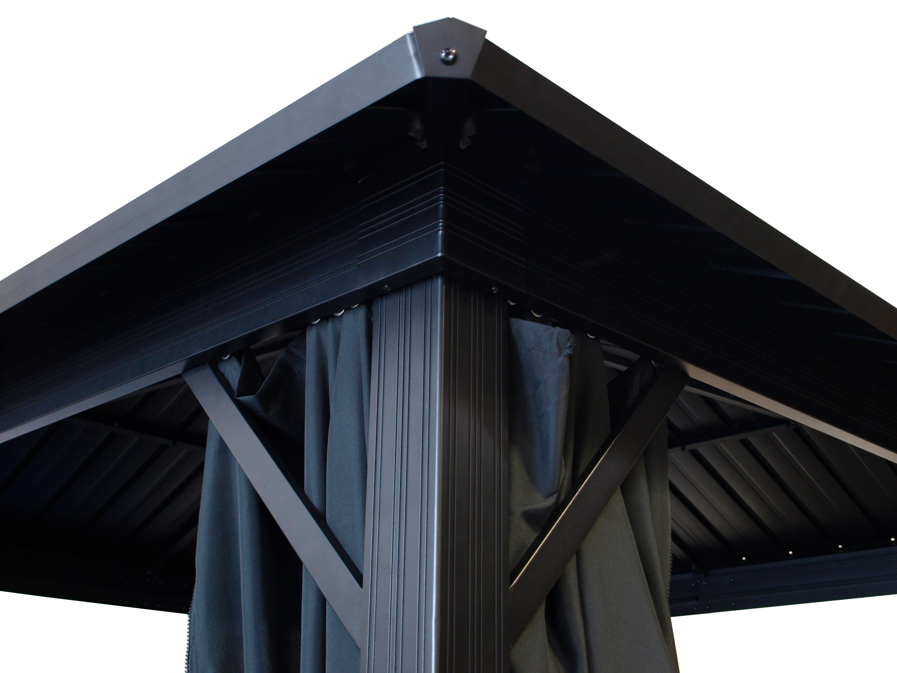Pavillon NOVARA  3x3 Meter, Aluminium schwarz, Dach aus verzinktem Trapezblech