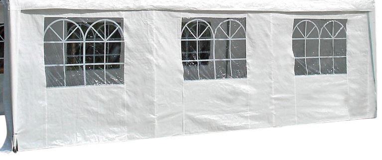 Seitenplane für Partyzelt, Länge 6 Meter, PE weiß mit Fenstern