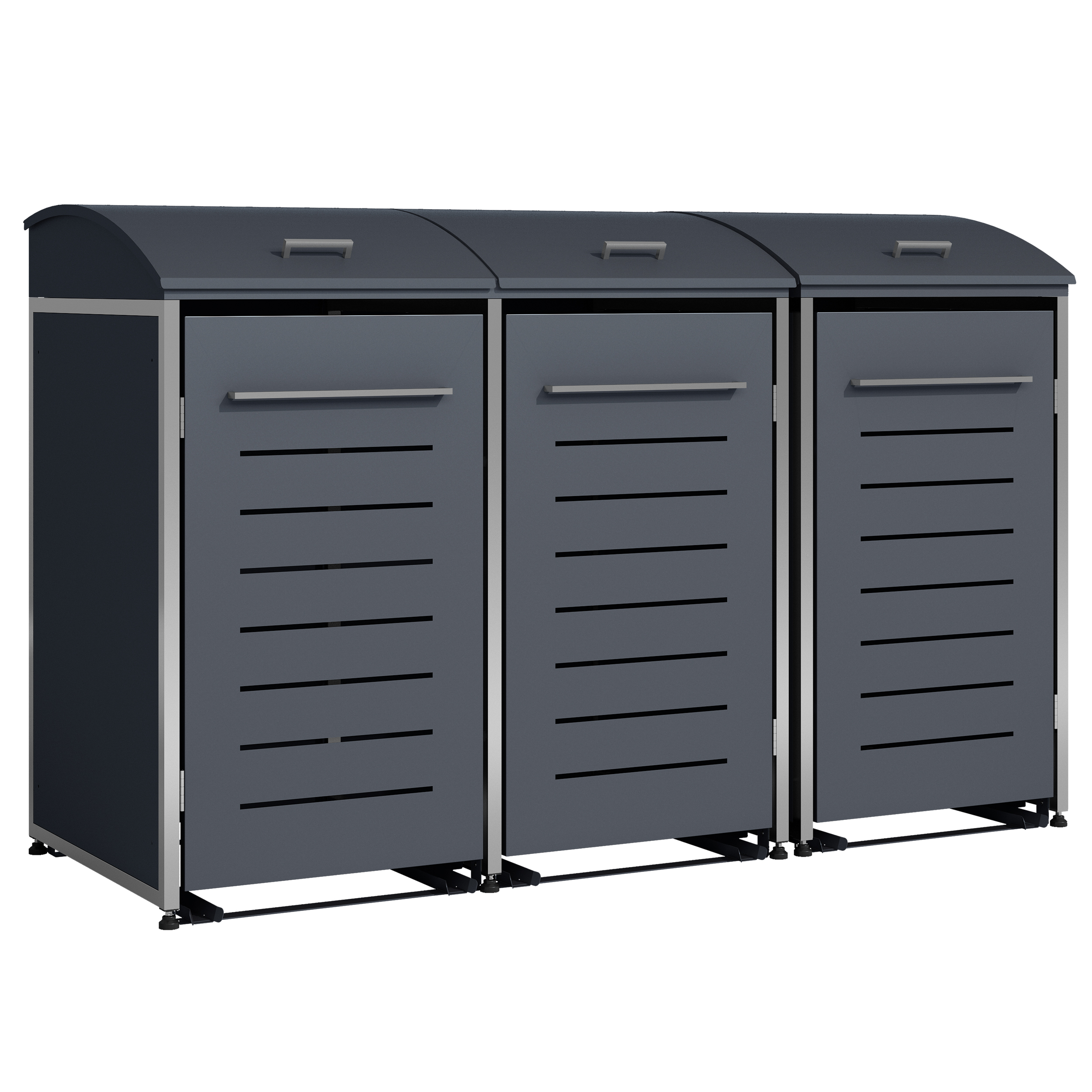 Mülltonnenbox KIEL 211x83x136cm für 3x Tonne 120 und 240 Liter, Stahl anthrazit + Edelstahl
