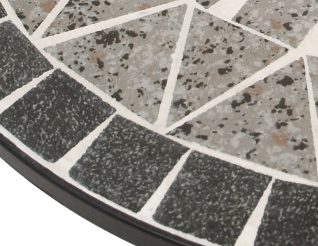 Bistrotisch SIENA 60cm rund, Eisen schwarz und Mosaik grau