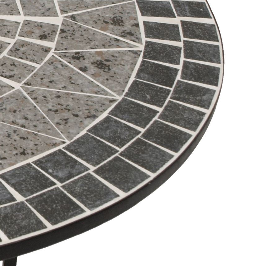 Wandtisch SIENA halbrund 90x45cm, Eisen + Mosaik grau