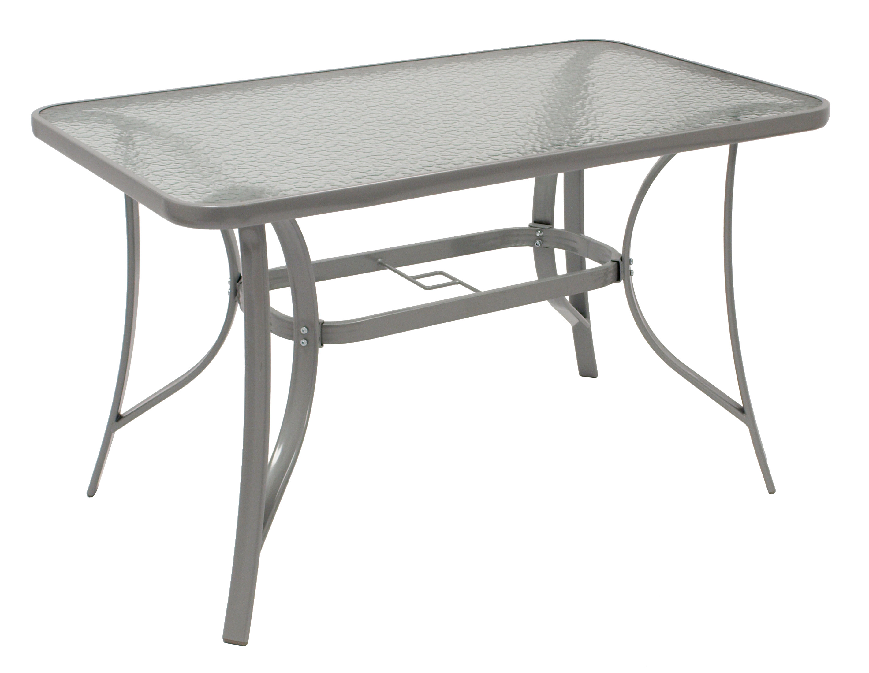 Tisch FLORENZ 120x70cm, Stahl silbergrau + Glas