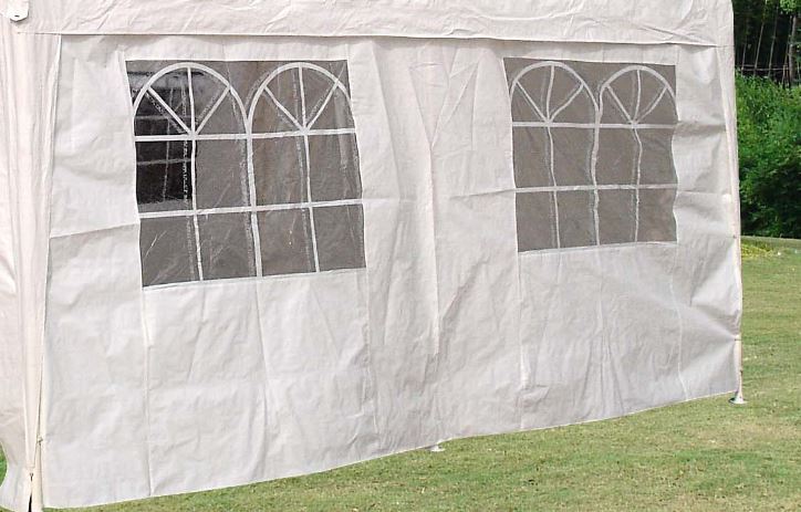 Seitenplane für Partyzelt, Länge 4 Meter, PE weiß mit Fenstern