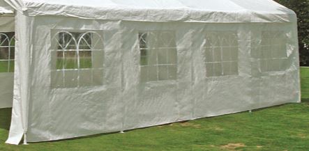 Seitenplane für Partyzelt, Länge 8 Meter, PVC weiß mit Fenstern