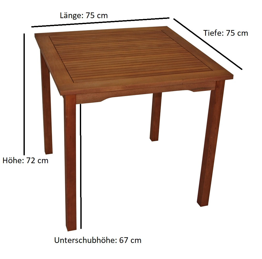 Tisch LAGO 75x75cm, Eukalyptus geölt, FSC®-zertifiziert